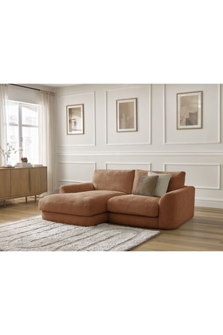 Canapé d'angle gauche Leonore - Orange - 3 places - En tissu texturé
