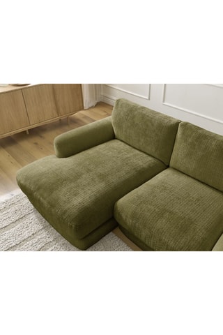 Canapé d'angle gauche Leonore - Vert olive - 3 places - En tissu texturé