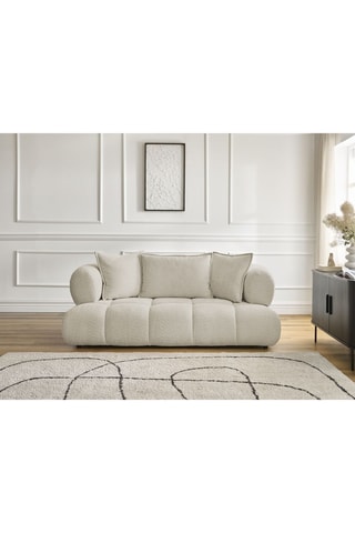 Canapé Alya- Beige - 2 places - En tissu bouclette