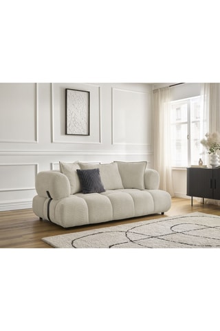 Canapé Alya- Beige - 2 places - En tissu bouclette