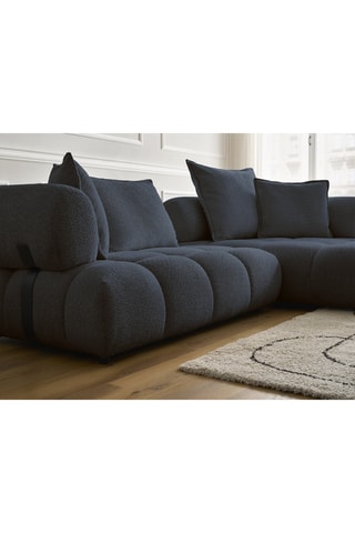 Canapé d'angle droit Alya- Bleu foncé - 3 places - En tissu bouclette