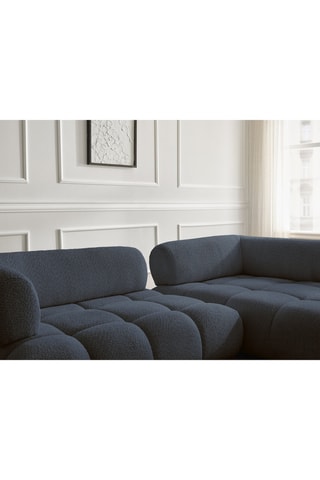 Canapé d'angle droit Alya- Bleu foncé - 3 places - En tissu bouclette