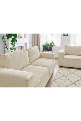 Canapé Nihad - Beige - 3 et 2 places - En tissu velours