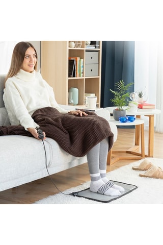 Elektrisch Verwarmend Vloerkleed Grijs en Zwart