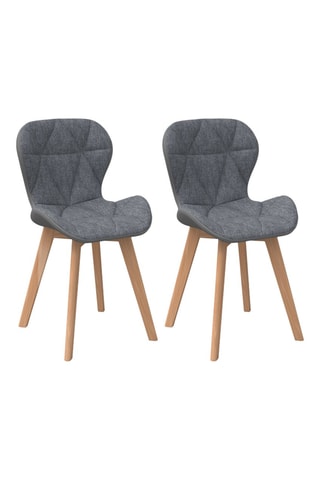 2 chaises Gladys - Structure en bois - Pieds en hévéa - 50 x 48 x 79 cm