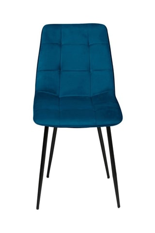 Chaises Linda en velours bleu et pieds noirs - lot de 4