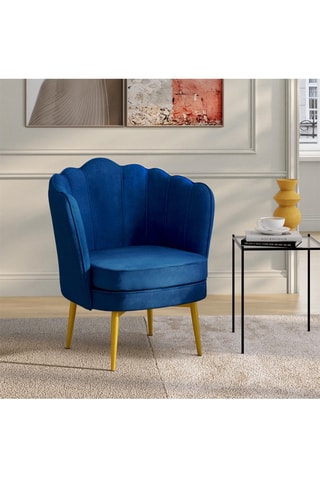 Fauteuil Arielle - Bleu et doré - Velours