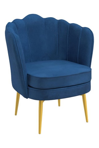Fauteuil Arielle - Bleu et doré - Velours