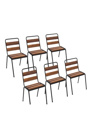 6 chaises de jardin Acacia