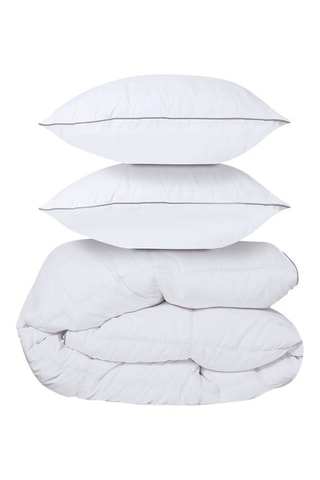 Couette extra chaude plumes d'oie - anti-acariens - polyester 500 g/m² + oreiller(s) moelleux 500 g/m²