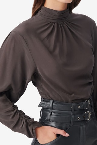 Gedrapeerde Zijde Top Gelisa - Donkergrijs