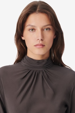 Gedrapeerde Zijde Top Gelisa - Donkergrijs