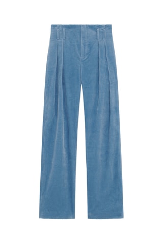 Rechte Velours Broek Hoge Taille Jake - Lichtblauw