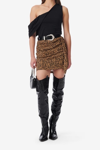 Zijde Minirok Ethelle - Zwart en Camel