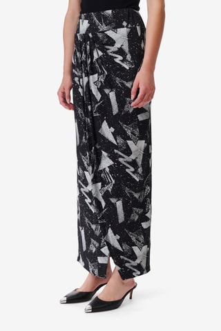 Midi-Wikkelrok Hoge Taille Yuki - Zwart en Grijs