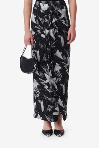 Midi-Wikkelrok Hoge Taille Yuki - Zwart en Grijs