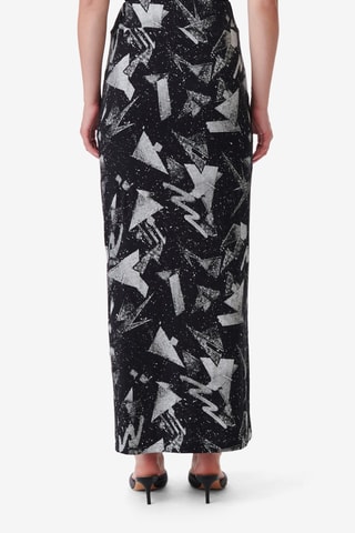 Midi-Wikkelrok Hoge Taille Yuki - Zwart en Grijs