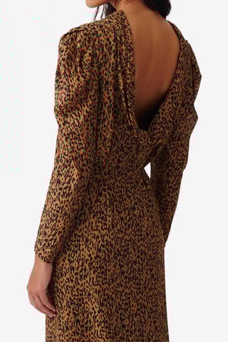 Zijde Midi-jurk Elyane - Zwart en Camel