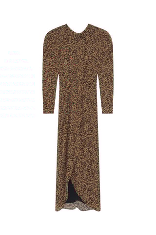 Zijde Midi-jurk Elyane - Zwart en Camel