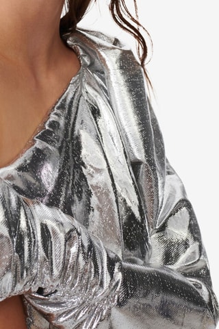 Zijde Asymmetrische Jurk Samuel - Zilverkleurig