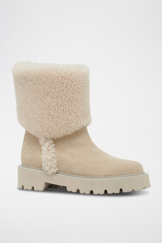 Schapennubuck Gevoerde Enkellaarzen Moon - Ecru
