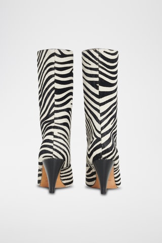 Leren Enkellaarzen met Hak Ulli Pony Zebra - Zwart en Beige