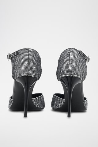 Lamsleren Pumps Zaniah Glitter - Zwart en Zilverkleurig