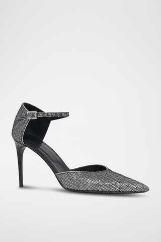 Lamsleren Pumps Zaniah Glitter - Zwart en Zilverkleurig