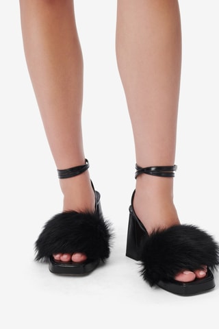 Lamsleren Sandalen met Hak Irma Foxy - Zwart