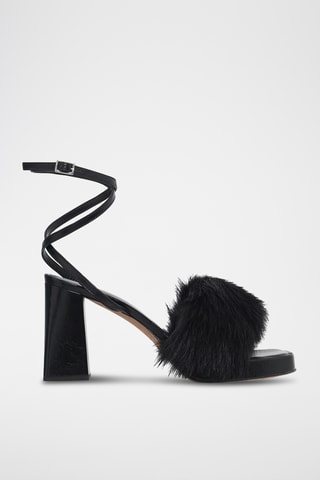 Lamsleren Sandalen met Hak Irma Foxy - Zwart