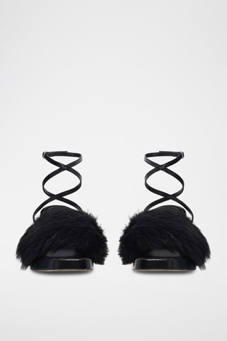 Lamsleren Sandalen met Hak Irma Foxy - Zwart