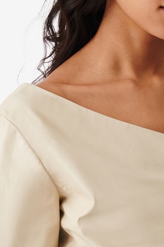 Asymmetrische Lamsleren Top Ameda - Ecru