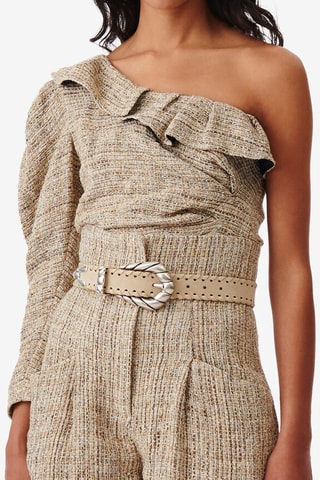 Asymmetrische Tweed Top Lizy - Gemêleerd Beige