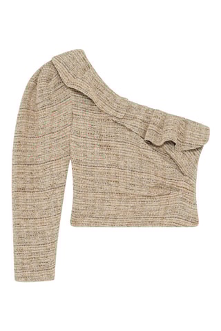Asymmetrische Tweed Top Lizy - Gemêleerd Beige