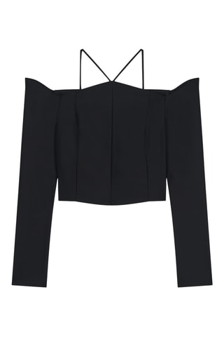 Scheerwollen en Zijde Top Paju - Zwart