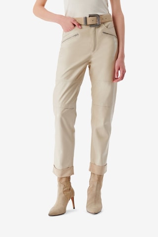 Lamsleren Rechte Broek Aysel - Ecru