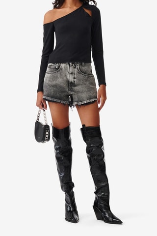 Spijkershort Hoge Taille Belem - Antraciet