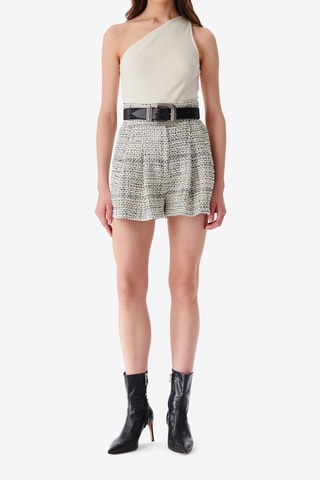 Tweed Short Hoge Taille Ofali - Wit en Zwart