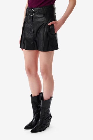 Lamsleren Short Hoge Taille Paoli - Zwart