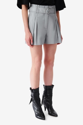 Lamsleren Short Hoge Taille Paoli - Lichtgrijs