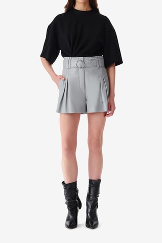 Lamsleren Short Hoge Taille Paoli - Lichtgrijs