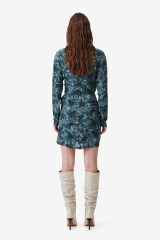 Gedrapeerde Minirok Hoge Taille Fidi - Blauwgroen