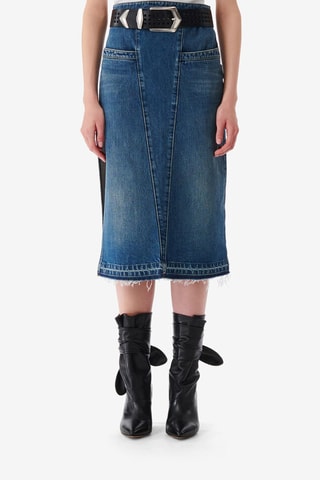 Midi Spijkerrok Hoge Taille Lamy - Blauw