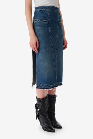 Midi Spijkerrok Hoge Taille Lamy - Blauw