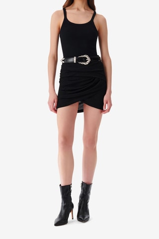 Gedrapeerde Minirok Hoge Taille Menia - Gemêleerd Zwart