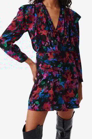 Gedrapeerde Zijde Jurk Masca - Zwart