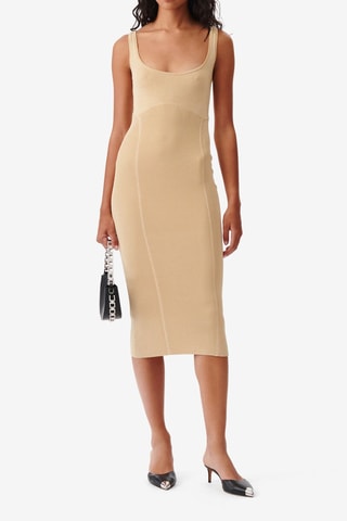 Zijde Midi-jurk Sahkyo - Beige