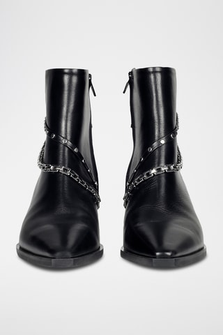 Leren Enkellaarzen met Hak Eddy - Zwart