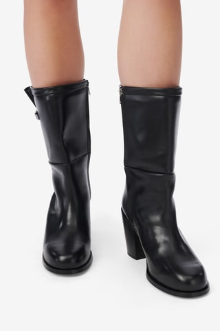 Kalfsleren Enkellaarzen met Hak Aika - Zwart