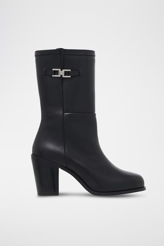 Kalfsleren Enkellaarzen met Hak Aika - Zwart